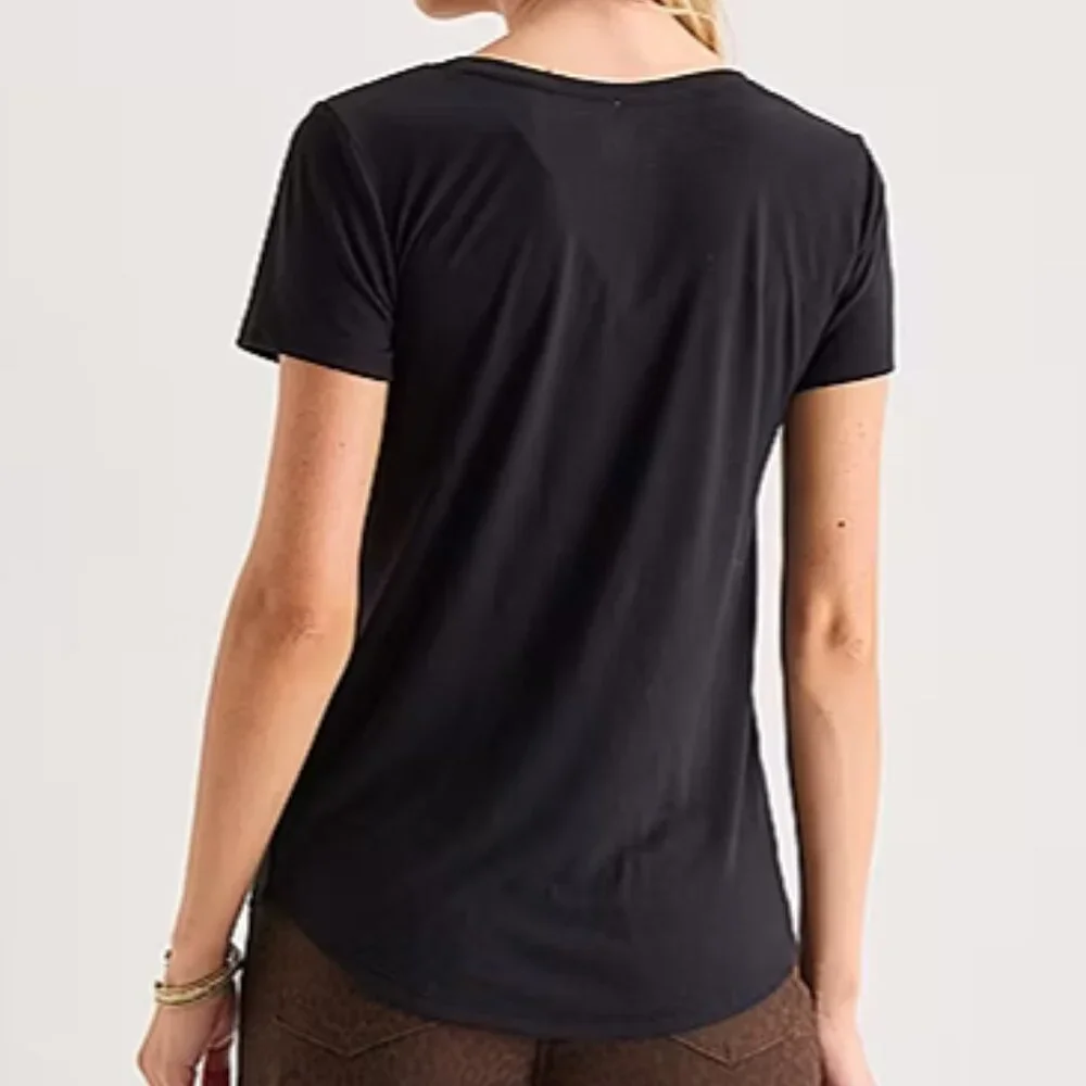 NWT A.n.a Women’s Scoop Neck Short Sleeve T-Shirt, Black, XL - Picture 3 of 11